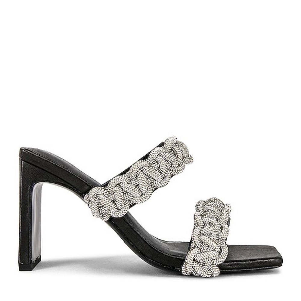 JONATHAN SIMKHAI Walker Crystal Rope Heeled Embellished Sandals in Black - NWT